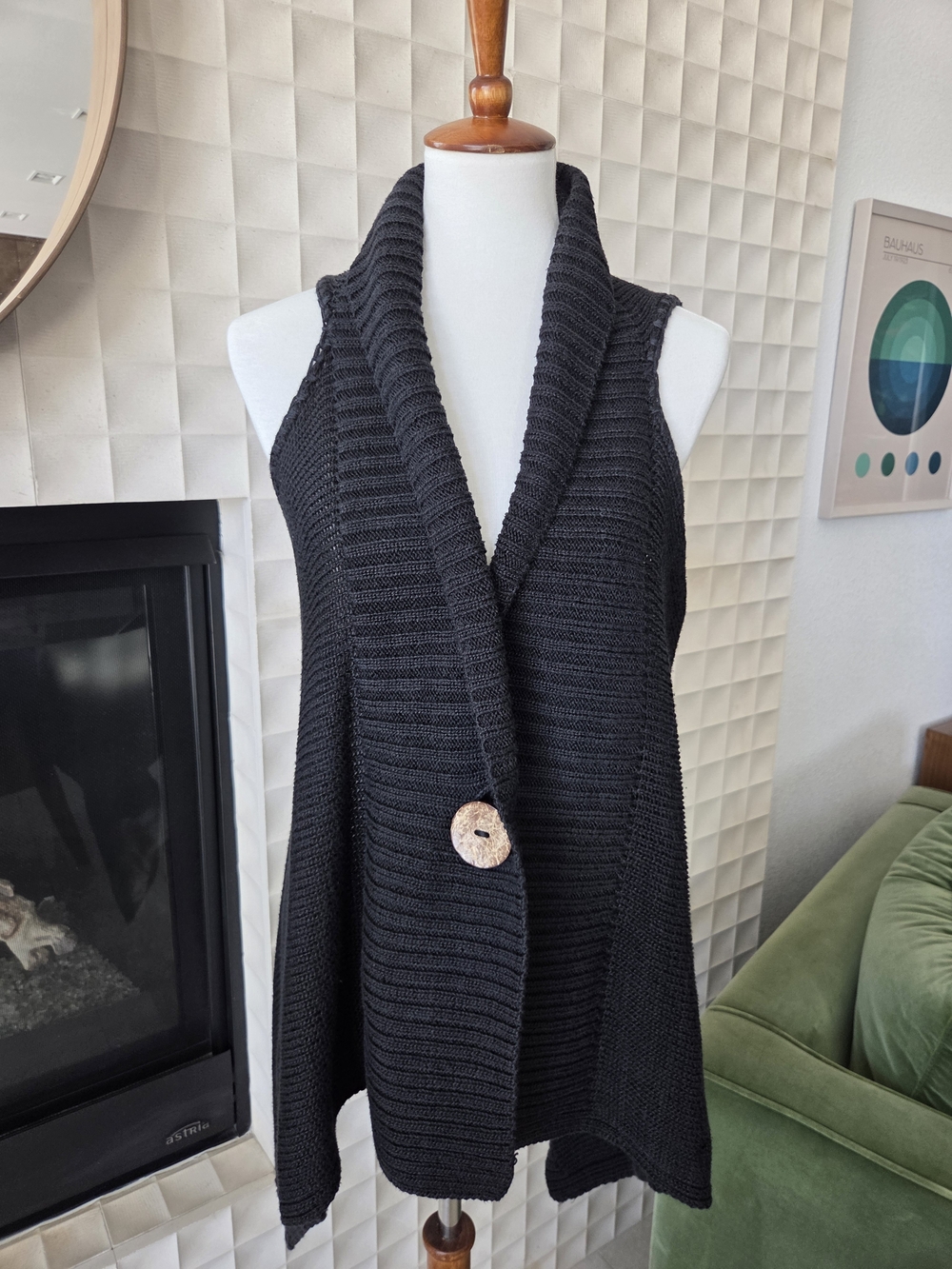 Georgina Estefania Handmade Knit Cape Cardigan Shawl Collar, Dallas Designer